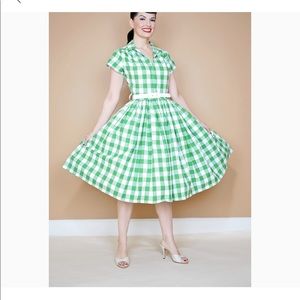 Bernie Dexter Kelly Dress Green Gingham Medium